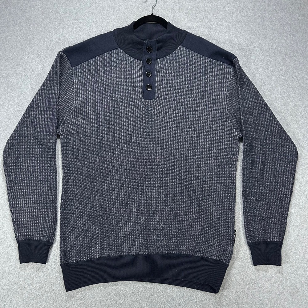 Akademiks Mock Neck Sweater Mens Large Tall Navy Blue Streetwear Y2K